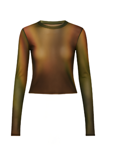 Earthtone MOCK NECK MESH LONG SLEEVE TOP